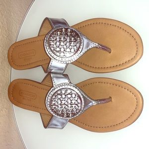 Coach Silver & Tan Sandals - Hardly Worn